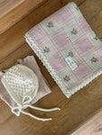 Bebe Organic Rosette Blanket in Vintage Rose Patchwork