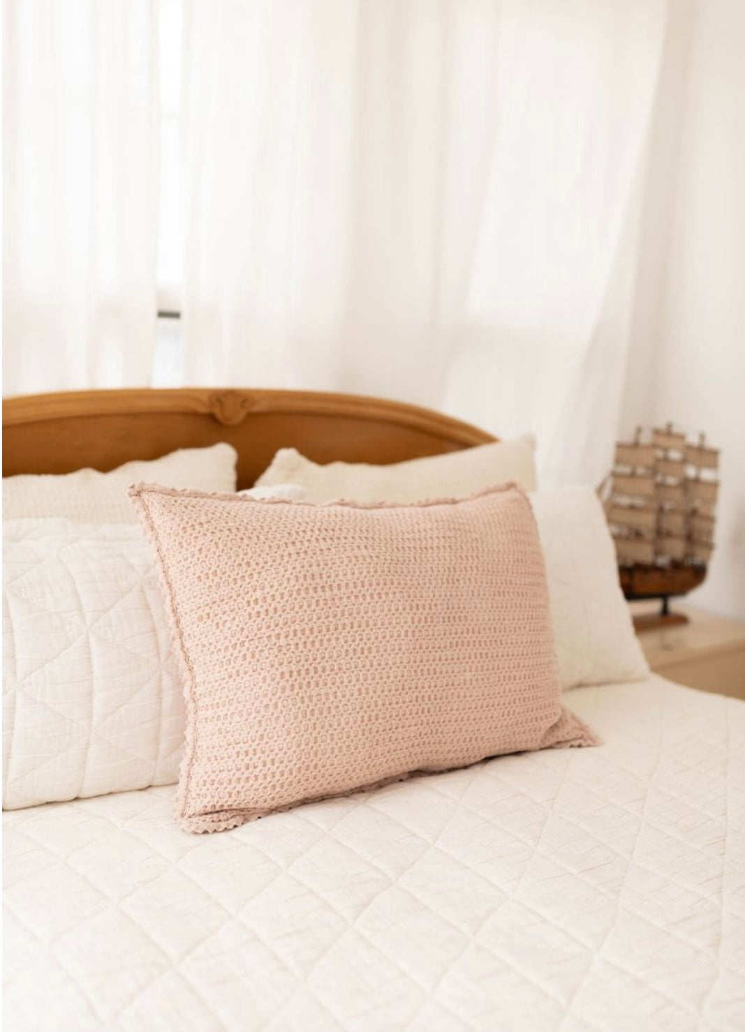 New Grain Cosy Waffle Pillowcase in Petal