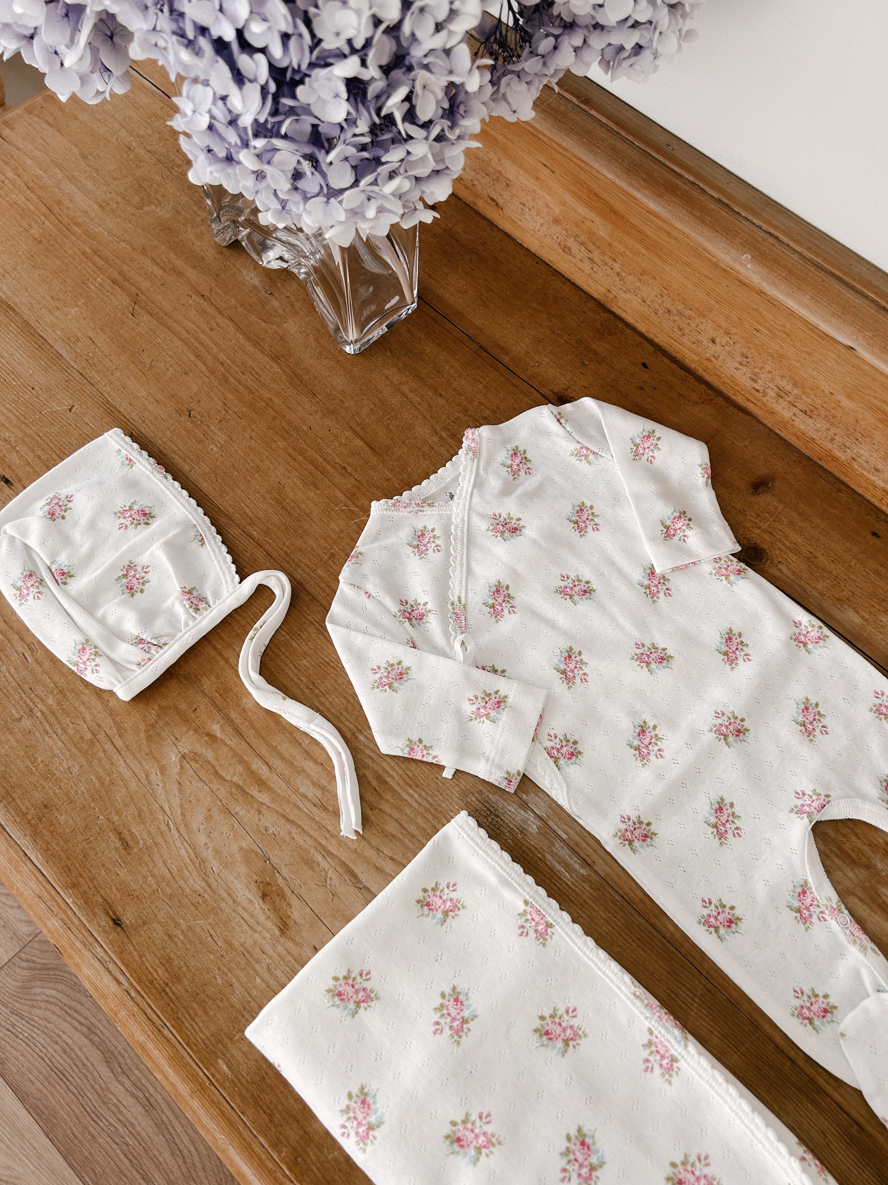 Bebe Organic Esme Bonnet in Garden Pointelle