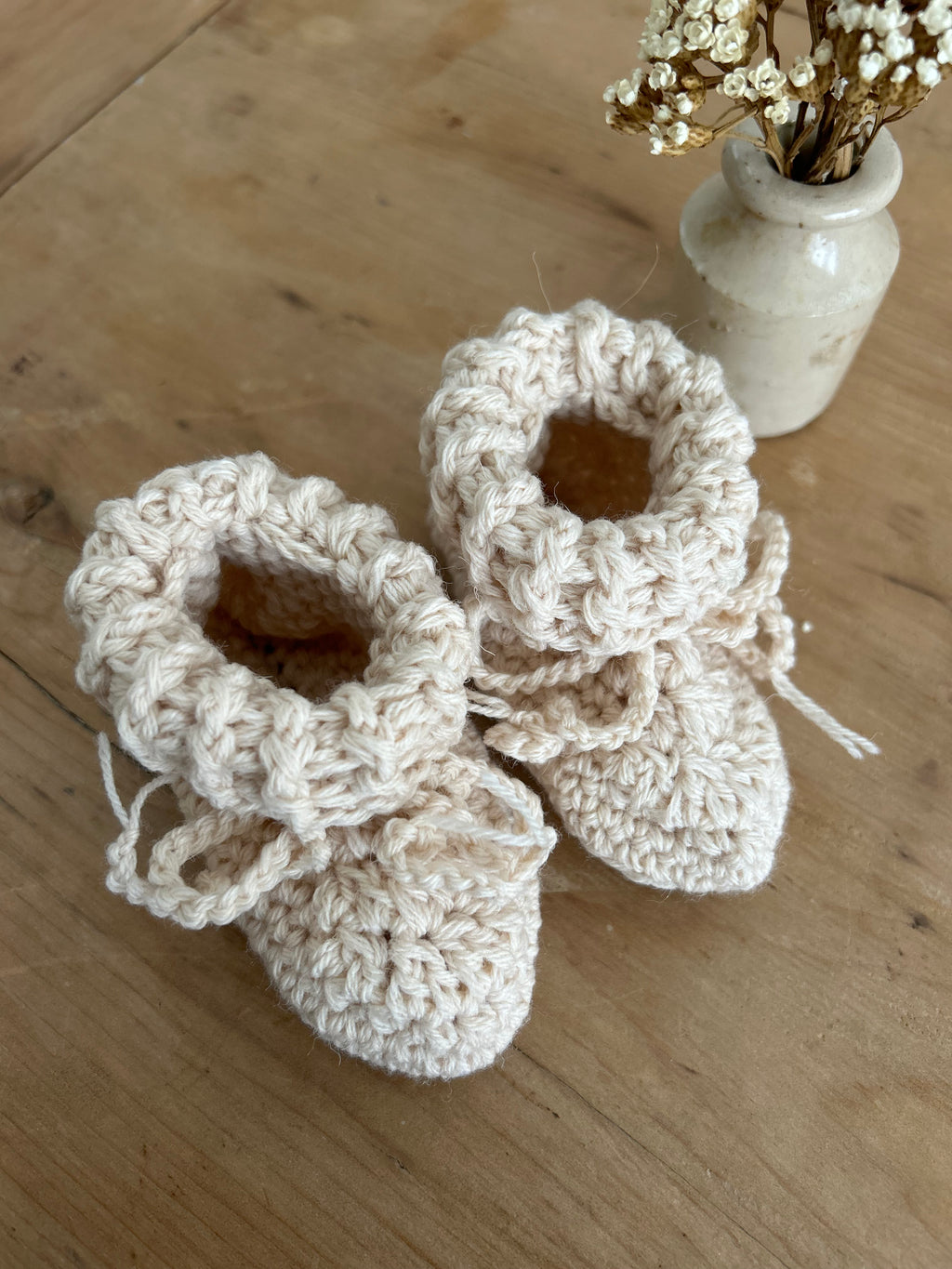 Wool Baby Booties in Natural