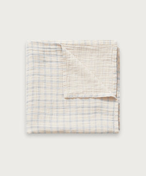 Garbo & Friends Gingham Sky Blue Muslin Swaddle Blanket